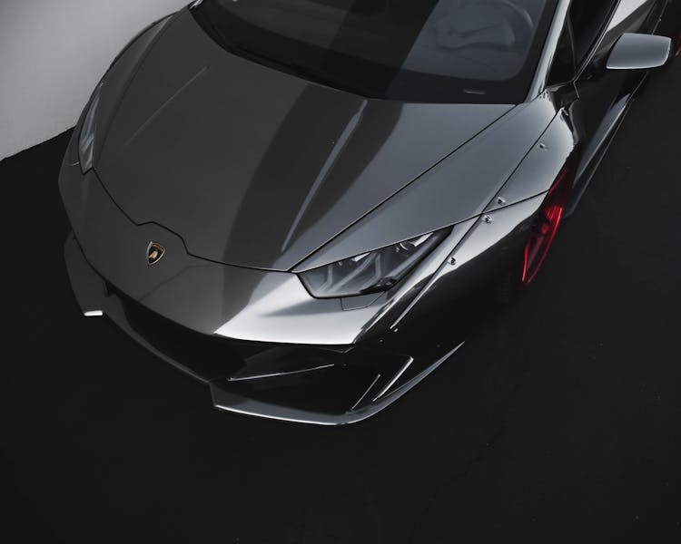 High Angle Photo Of Black Lamborghini