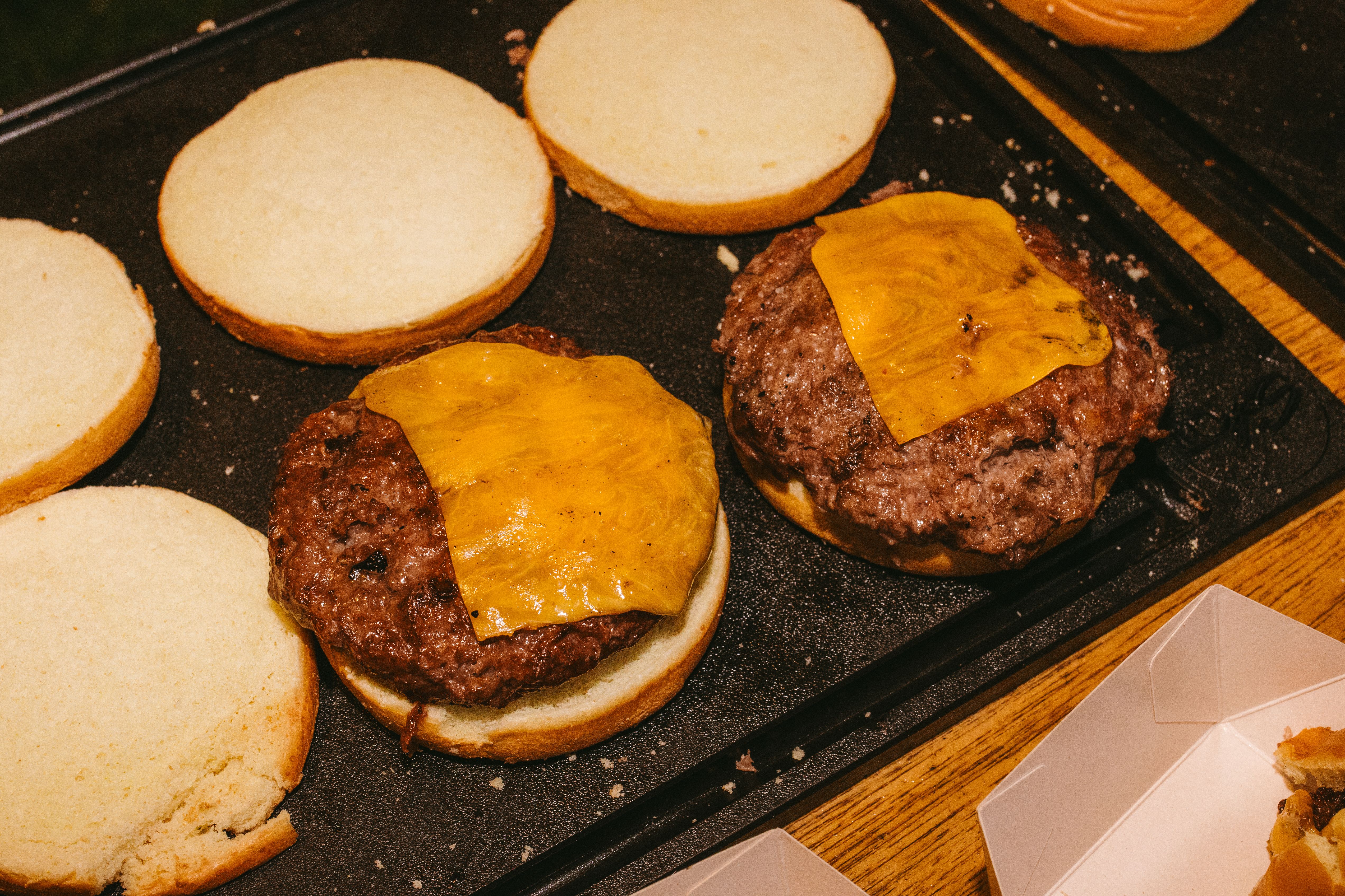 Close-up of a cheeseburger with melted cheese
