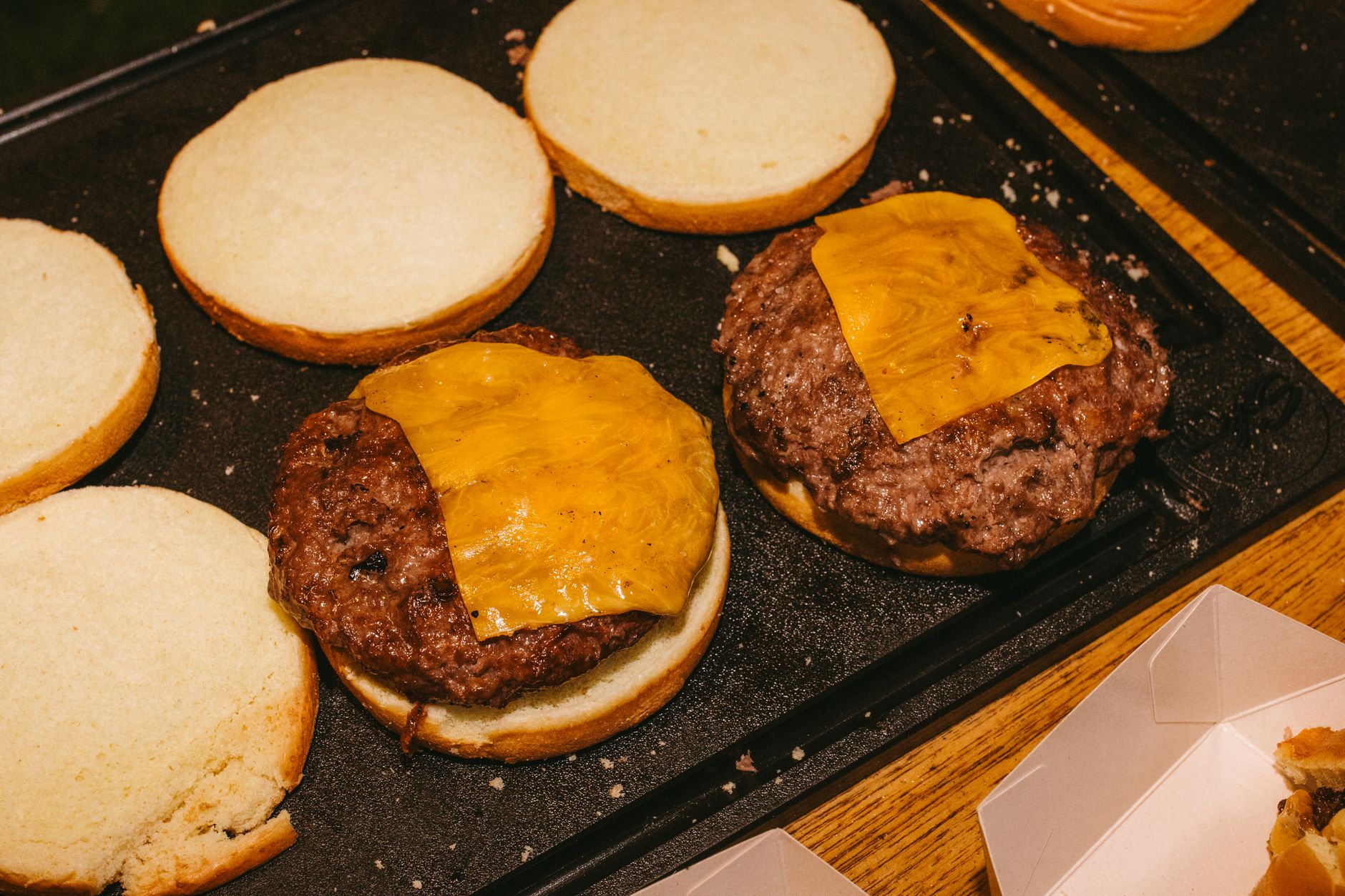 Close-up of a cheeseburger with melted cheese