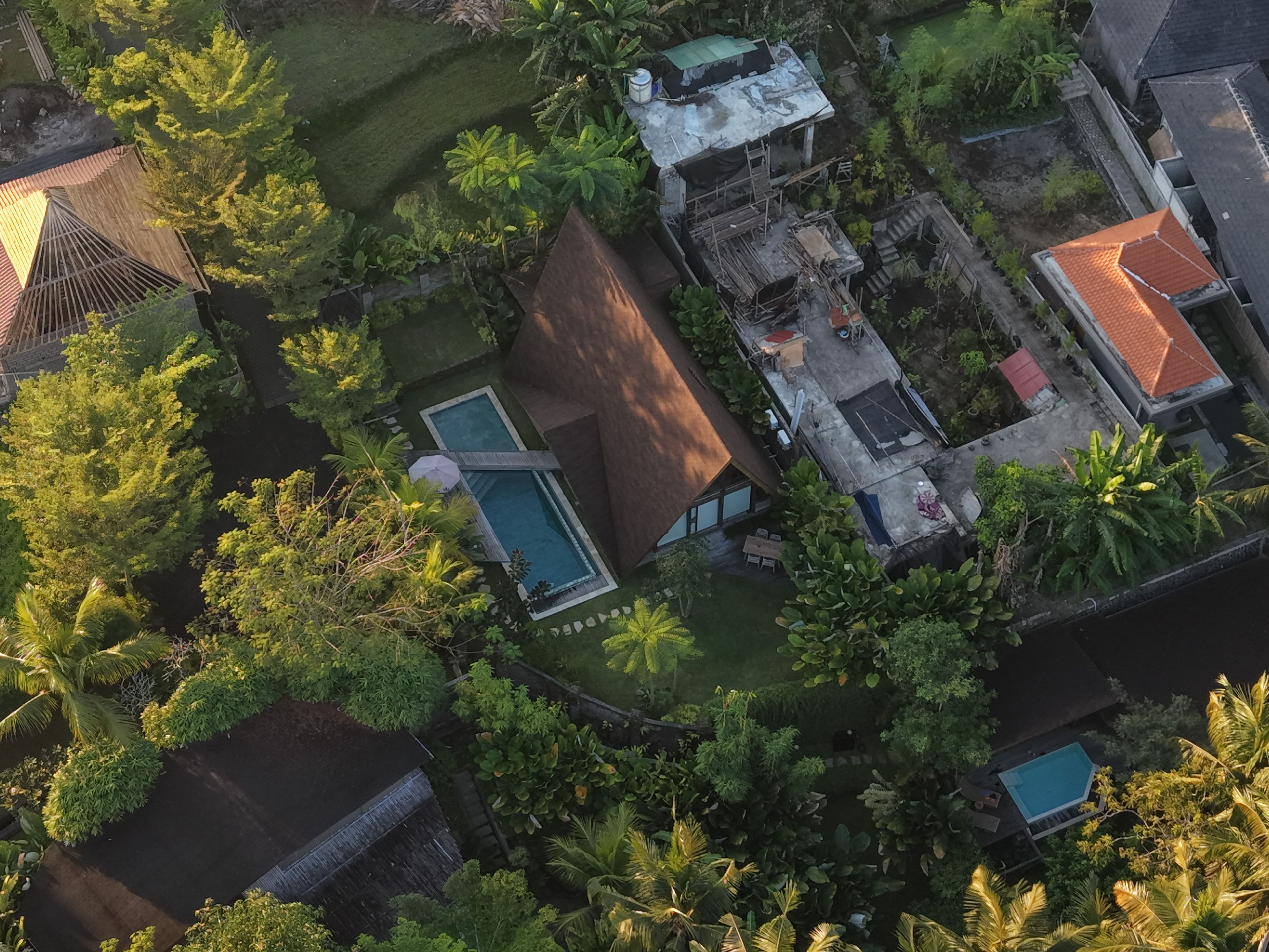 Residential Berawa lane in Canggu, Bali, set back from the beach-club strip