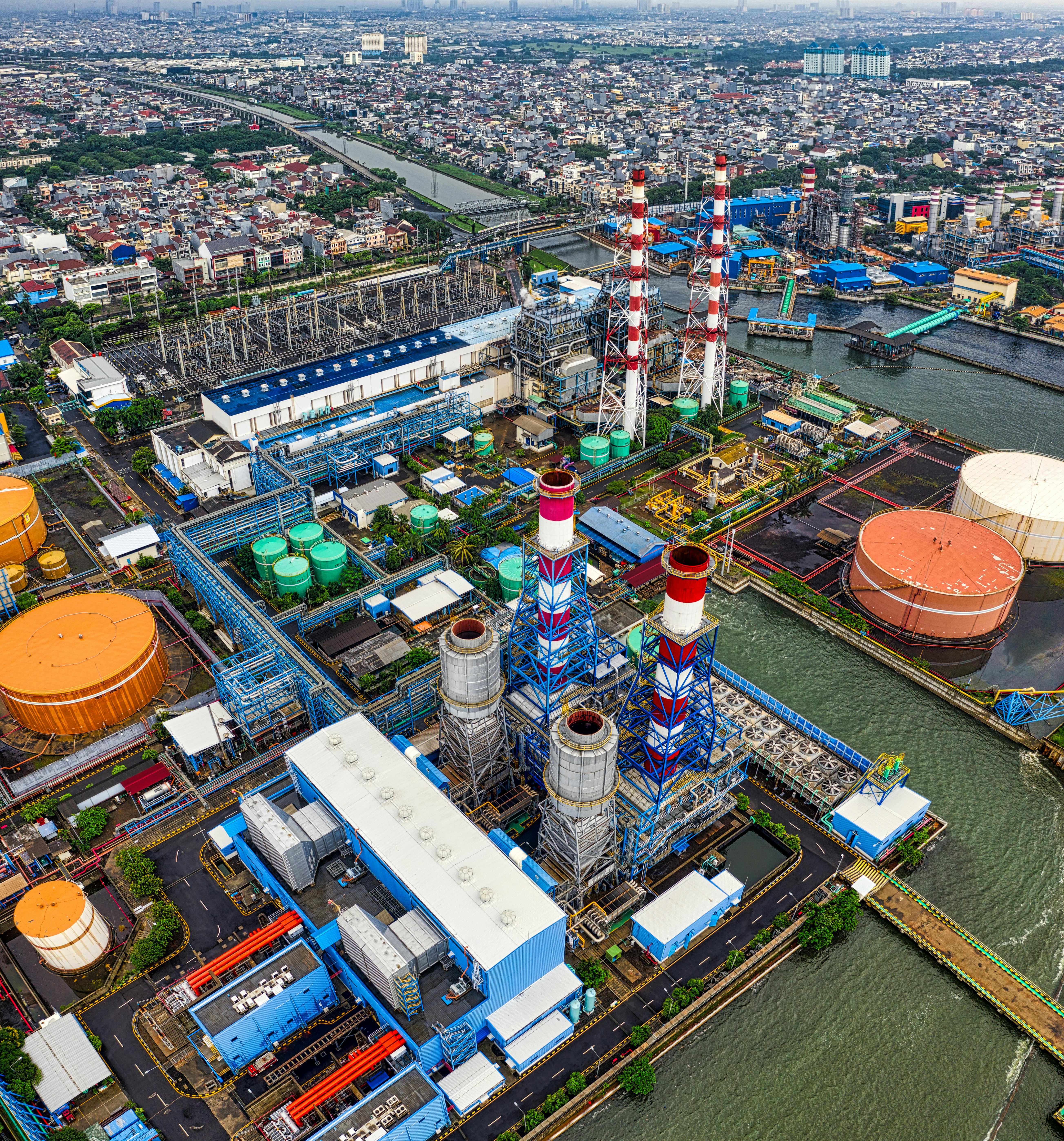 aerial view of city buildings