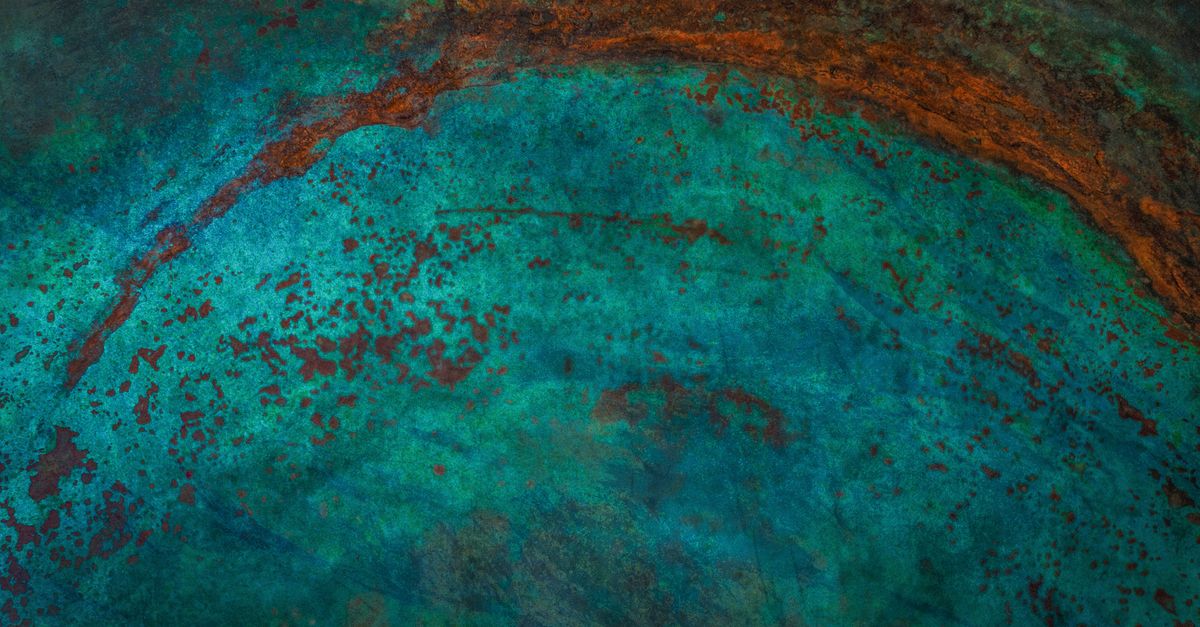 Weathered Patina Texture with Rustic Teal and Rust · Free Stock Photo