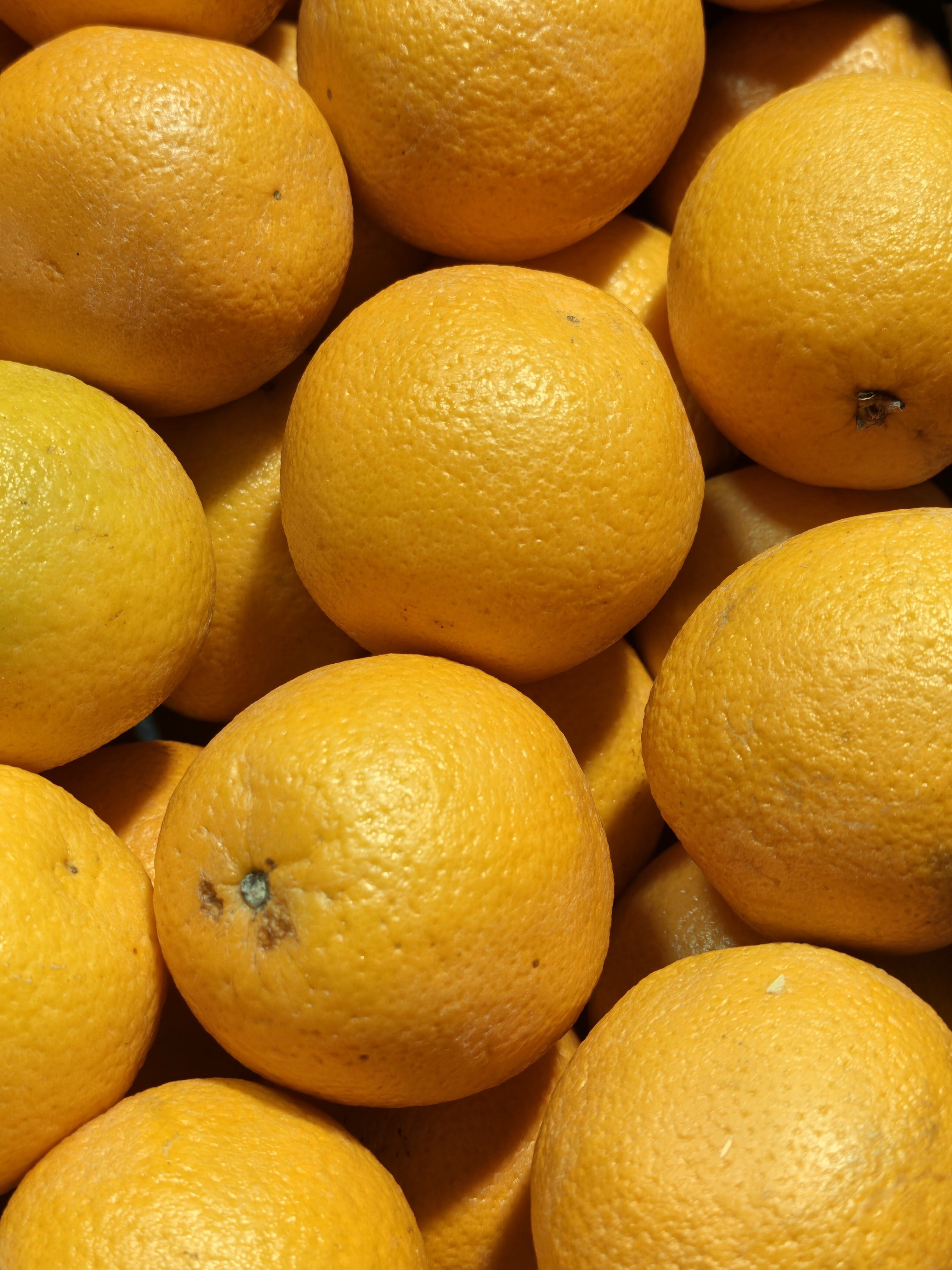 Vibrant oranges stacked together, showcasing fresh produce in a London market.
