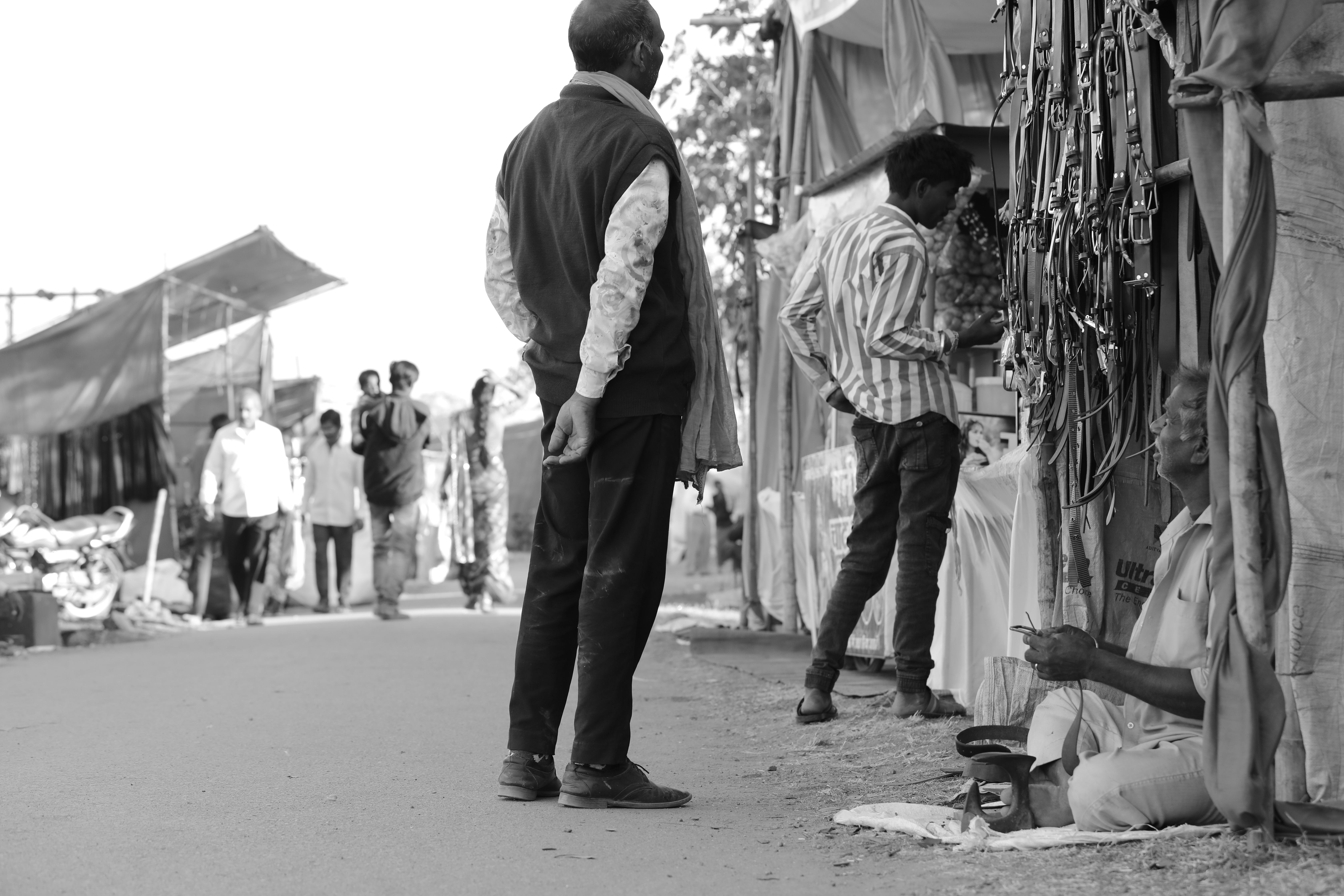 Candid scene of a bustling street market in Kota, showcasing the daily life and economy.