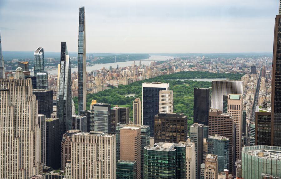 Aerial view of Midtown Manhattan skyscrapers in the United States