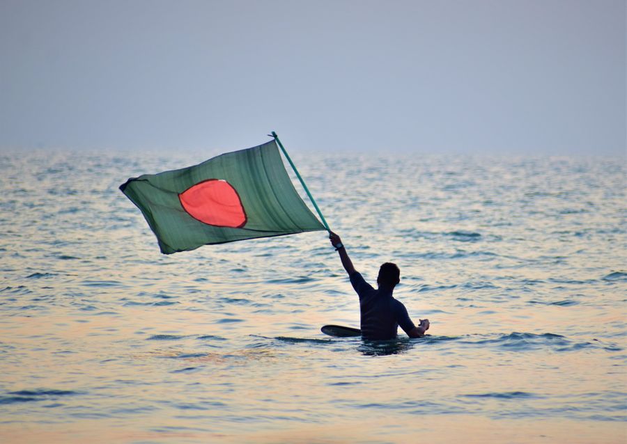 Flags on the beachfront