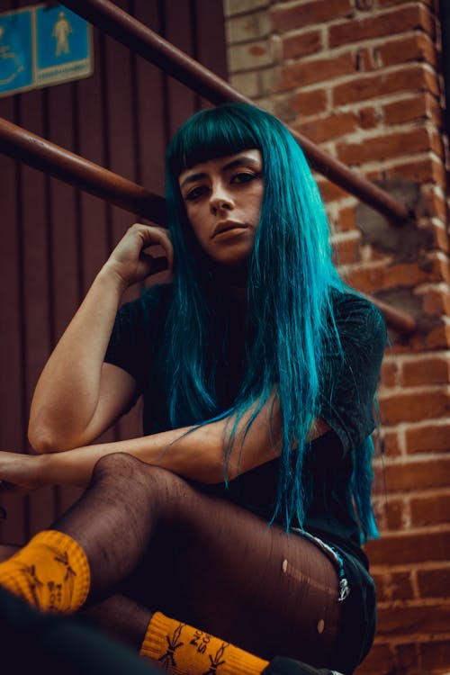 Photo of Woman With Blue Hair