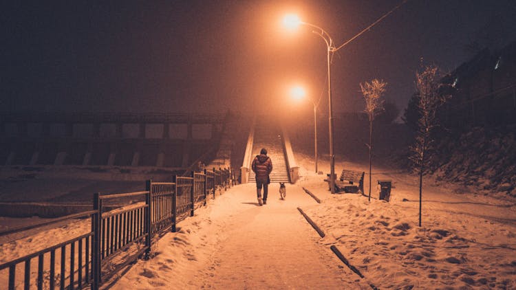 Man Walking With His Dog