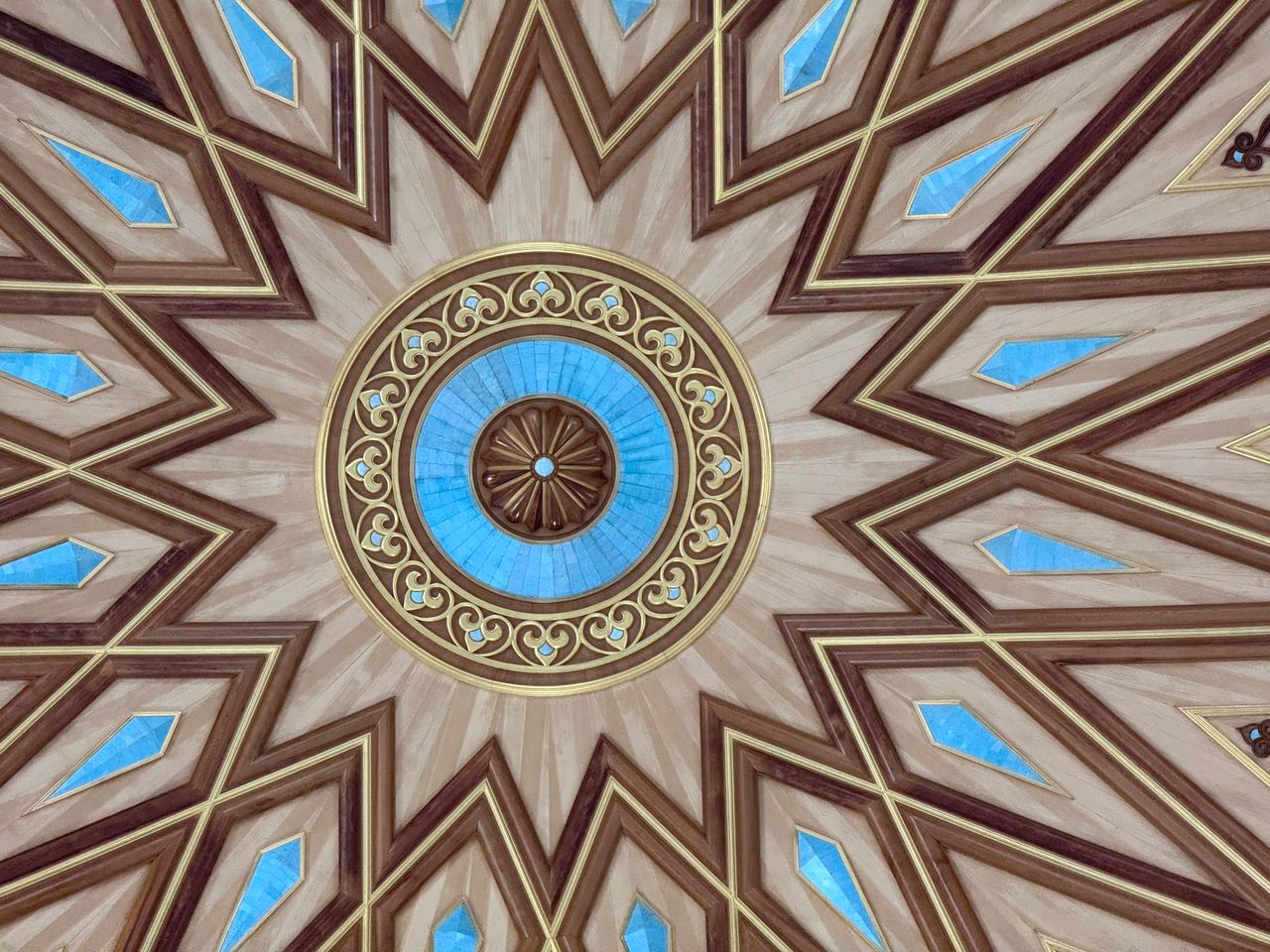 captivating view of an islamic geometric ceiling in madinah showcasing