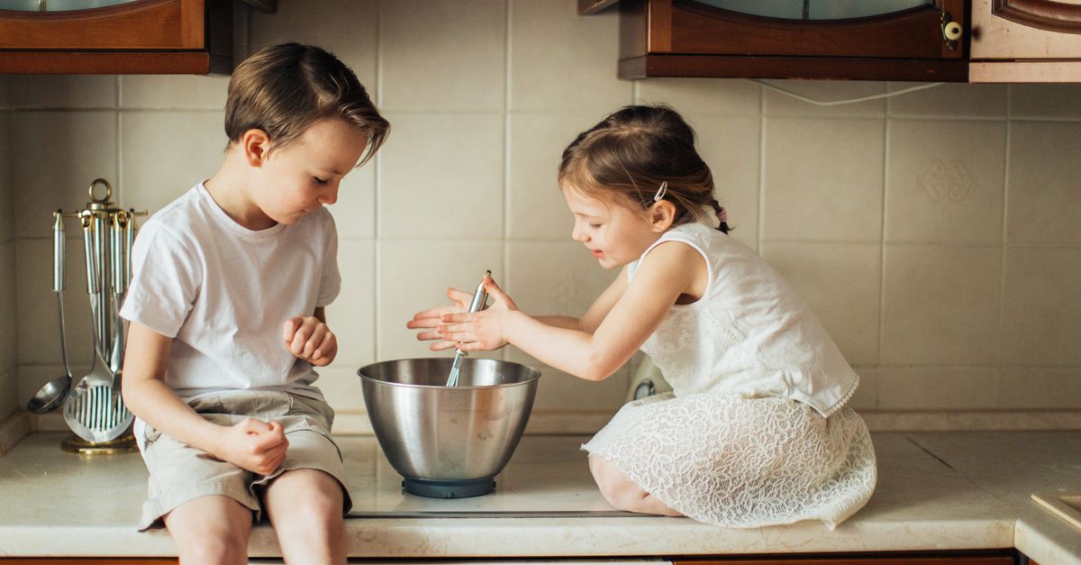 Photo of Kids Playing in Kitchen Counter Top · Free Stock Photo