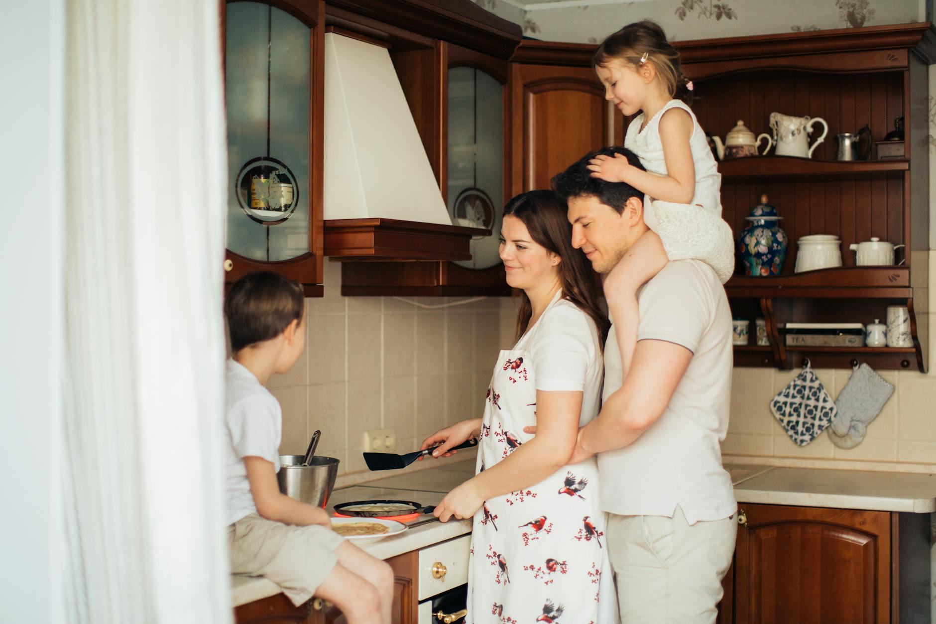 Family cooking together