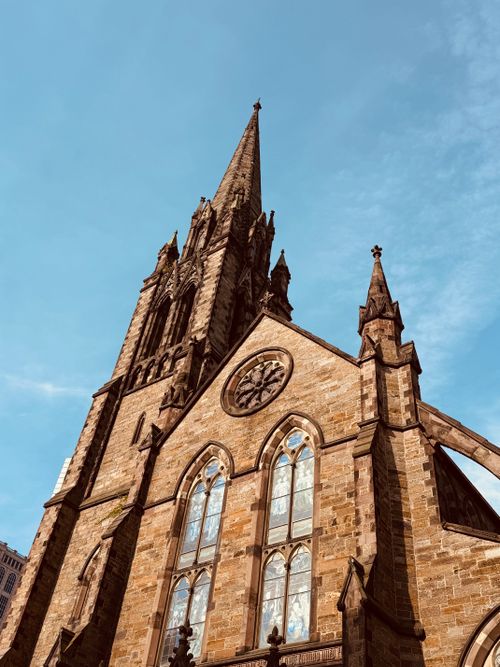 Free Stunning view of a historic church in Boston showcasing Gothic architecture against a clear sky. Stock Photo