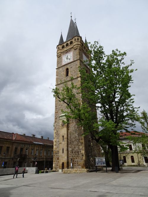 Free A view of Stephen's Tower in Baia Mare, Maramureș, Romania under a cloudy sky. Stock Photo
