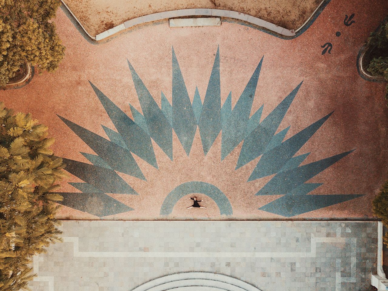 creative aerial shot of a dancer in an artistic plaza setting in rio g