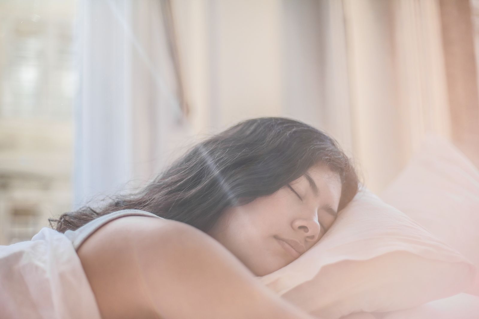 Peaceful bedroom setting representing restful sleep after exercise