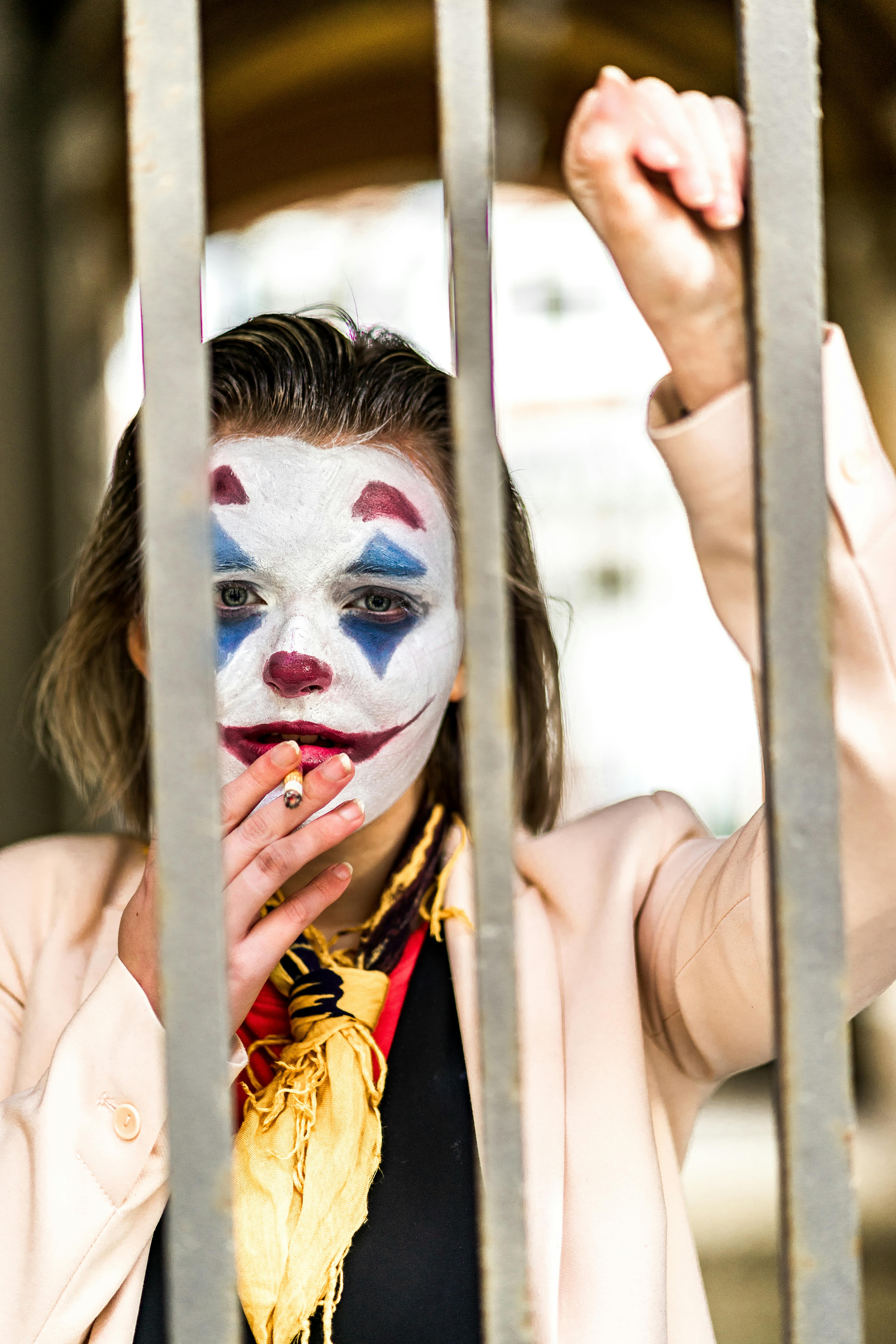 woman with joker face paint