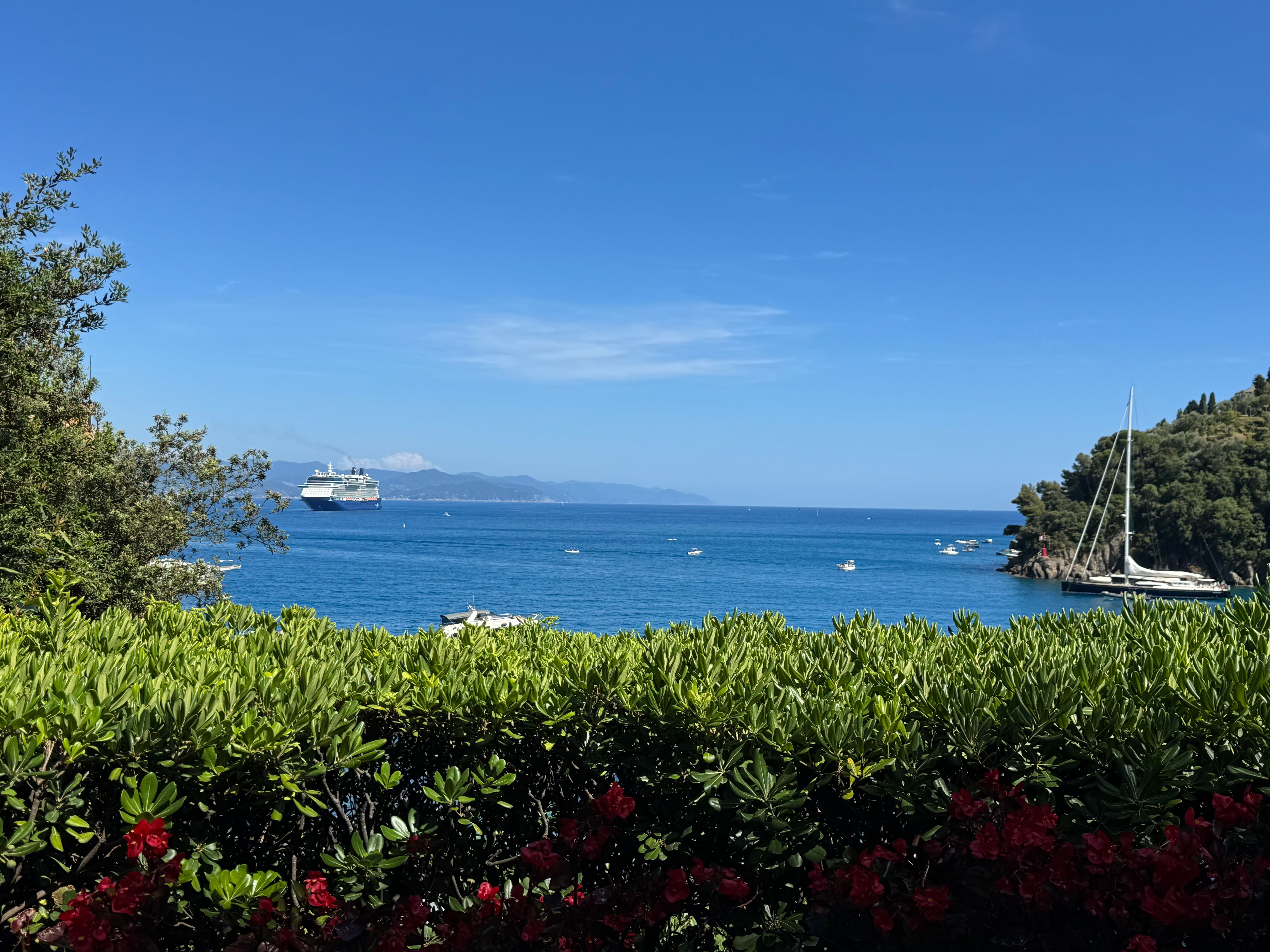 Best Capri Shared Tour: Caves, Dives, Limoncello and Caprese Cake Review 2026 - Beautiful view of Mediterranean Sea and boats near Portofino, Italy.