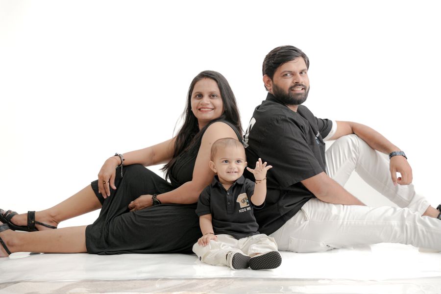 Happy family portrait session at Photo Pixel Park Studio Dubai