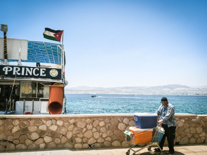 Scenic coastline view of Aqaba, Jordan, with the Red Sea