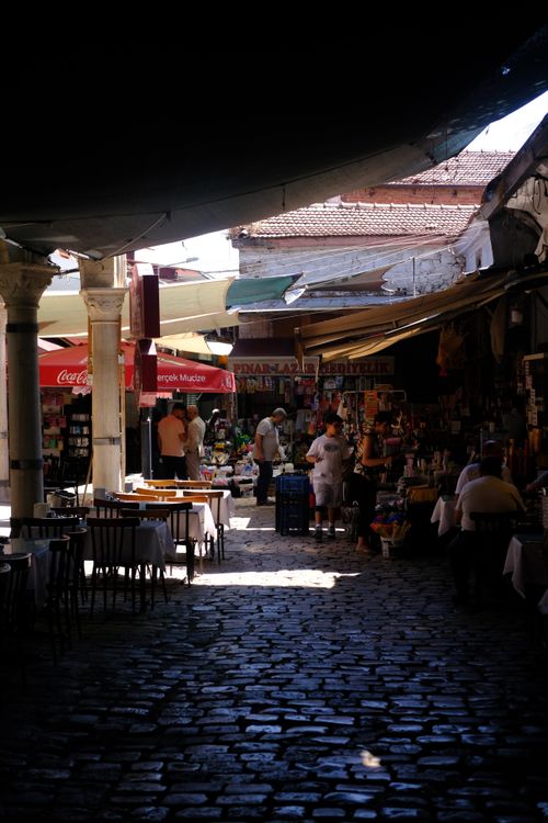 Free Explore the vibrant atmosphere of a market alley in İzmir with locals and vendors. Stock Photo
