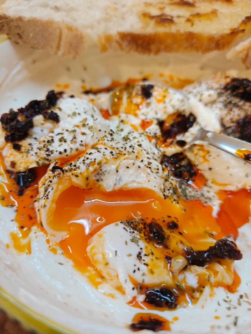 Turkish eggs with garlic yoghurt