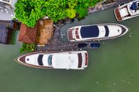 Two White and Brown Boat on Water
