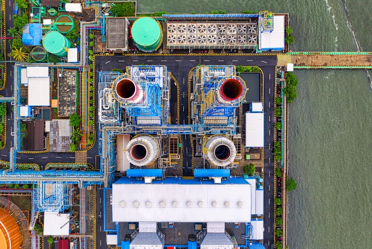 Aerial View Of Plant Beside Water