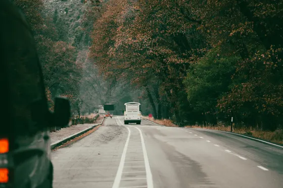 The winding Generals Highway climbing into Sequoia National Park