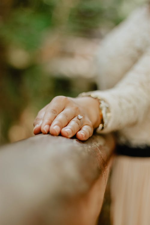 Free Person's Hand With Engagement Ring Stock Photo