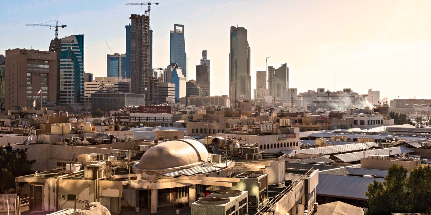 Riyadh skyline in Saudi Arabia with modern skyscrapers and construction cranes