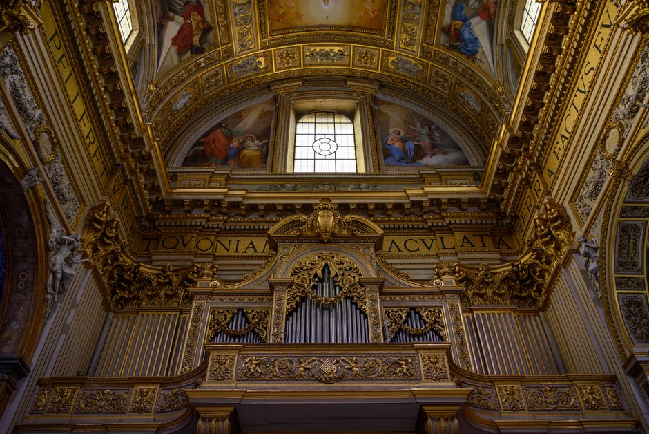 Ornate interior of St. John's Co-Cathedral in Valletta, Malta