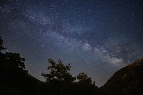 Starry Night Sky with Milky Way Over Mountains · Free Stock Photo