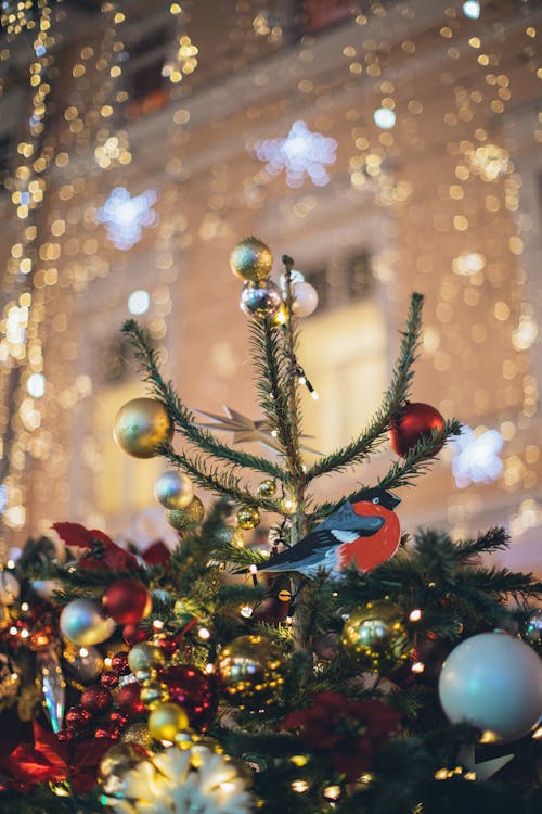Pohon Natal Hijau Dengan Pernak Pernik
