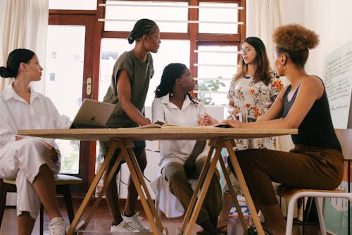 Free Women at the Meeting Stock Photo