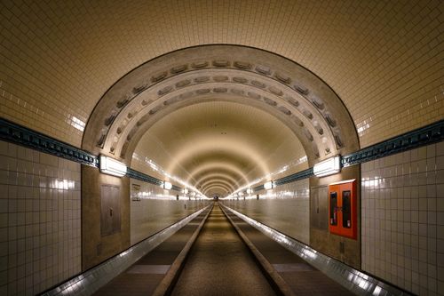 Free Captivating view inside the Old Elbe Tunnel in Hamburg, Germany, showcasing its historical architecture. Stock Photo