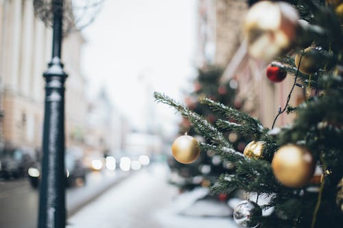 Green Christmas Tree With Baubles