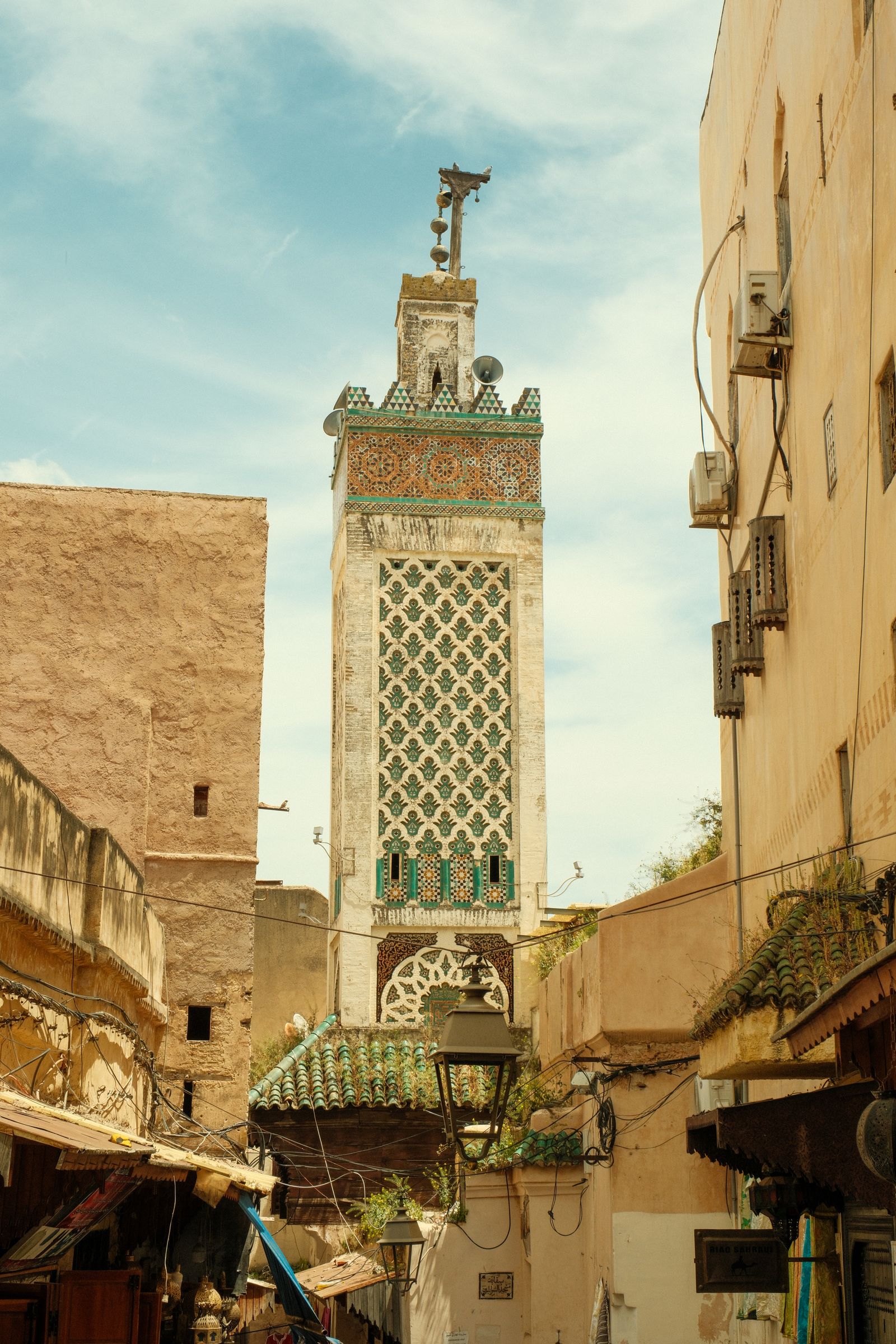 Historic minaret in the Fes medina