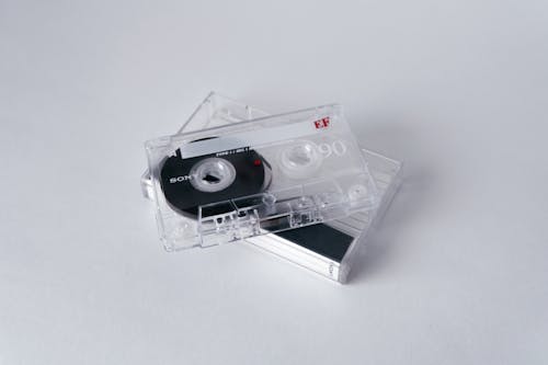 White Cassette Tapes on White Background