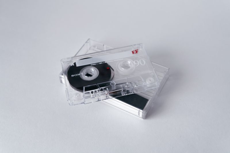 Vintage cassette tapes stacked on a white background, evoking nostalgia and classic music vibes.
