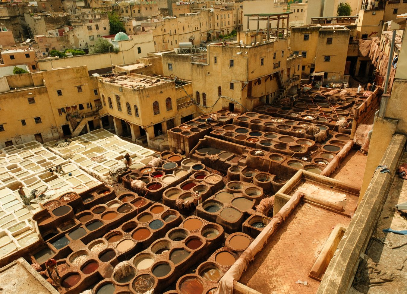 Vibrant souk in Marrakech filled with spices and textiles