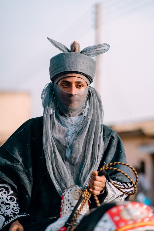 Free Portrait of a man in traditional African attire during a cultural festival in Nigeria. Stock Photo