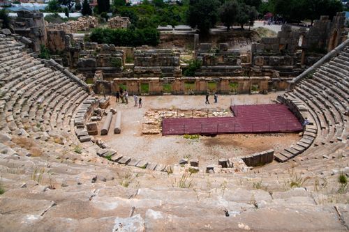 Free Explore the ancient Roman amphitheatre with panoramic views, showcasing historical architecture and cultural heritage. Stock Photo