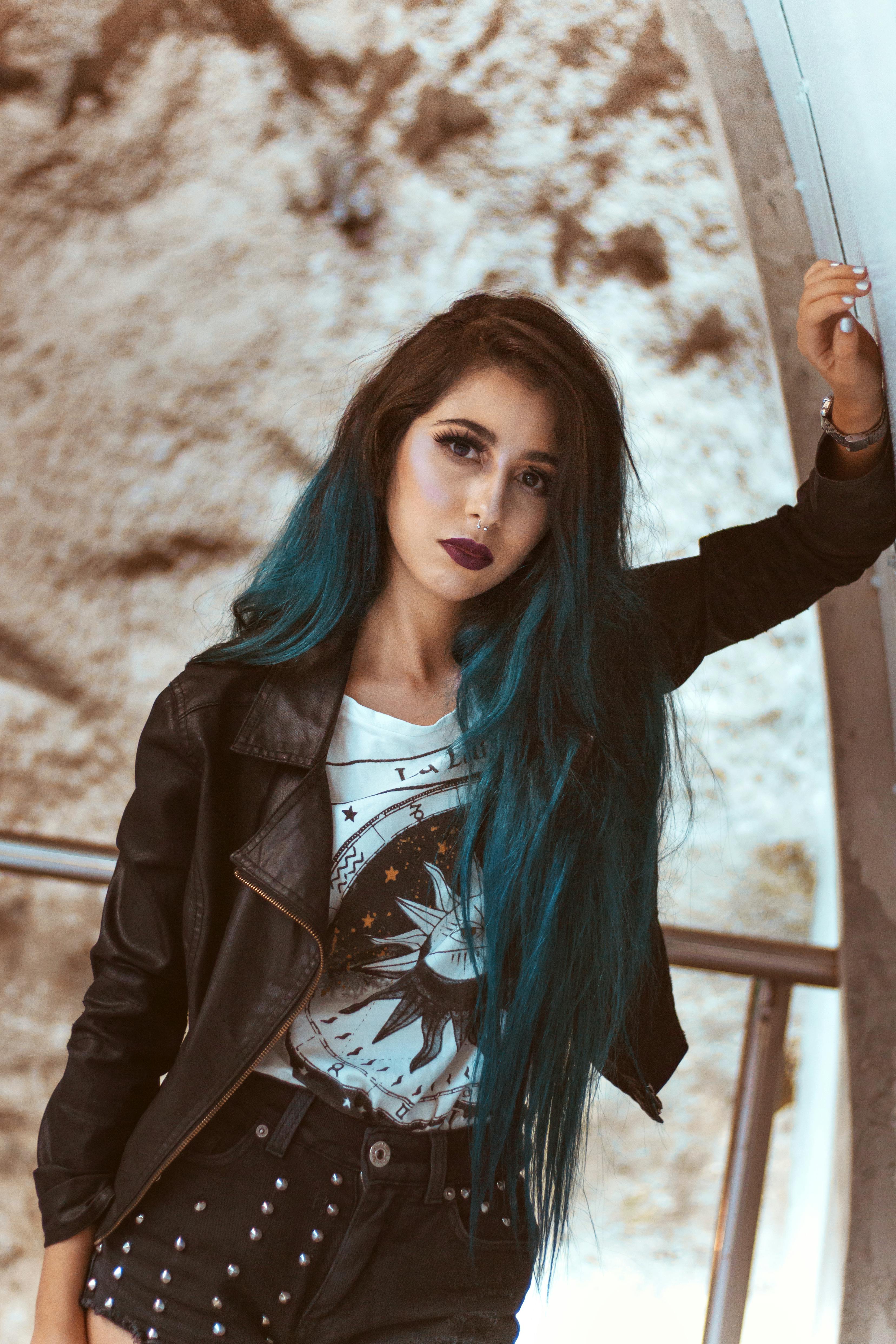 Woman in Black Leather Jacket