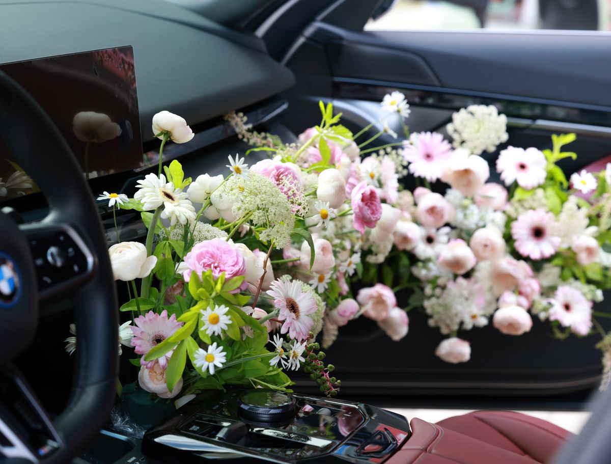 Car Interior Floral Setup