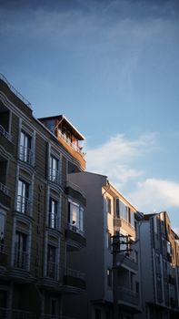 Beautiful cityscape view of residential buildings in Keşan, Turkey with clear skies.