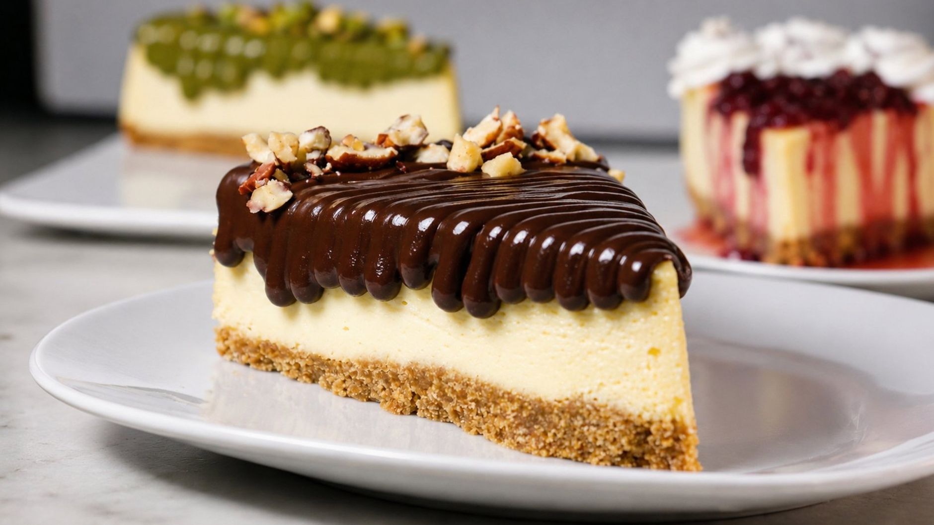 A grocery store freezer filled with Daiya dairy-free cheesecakes
