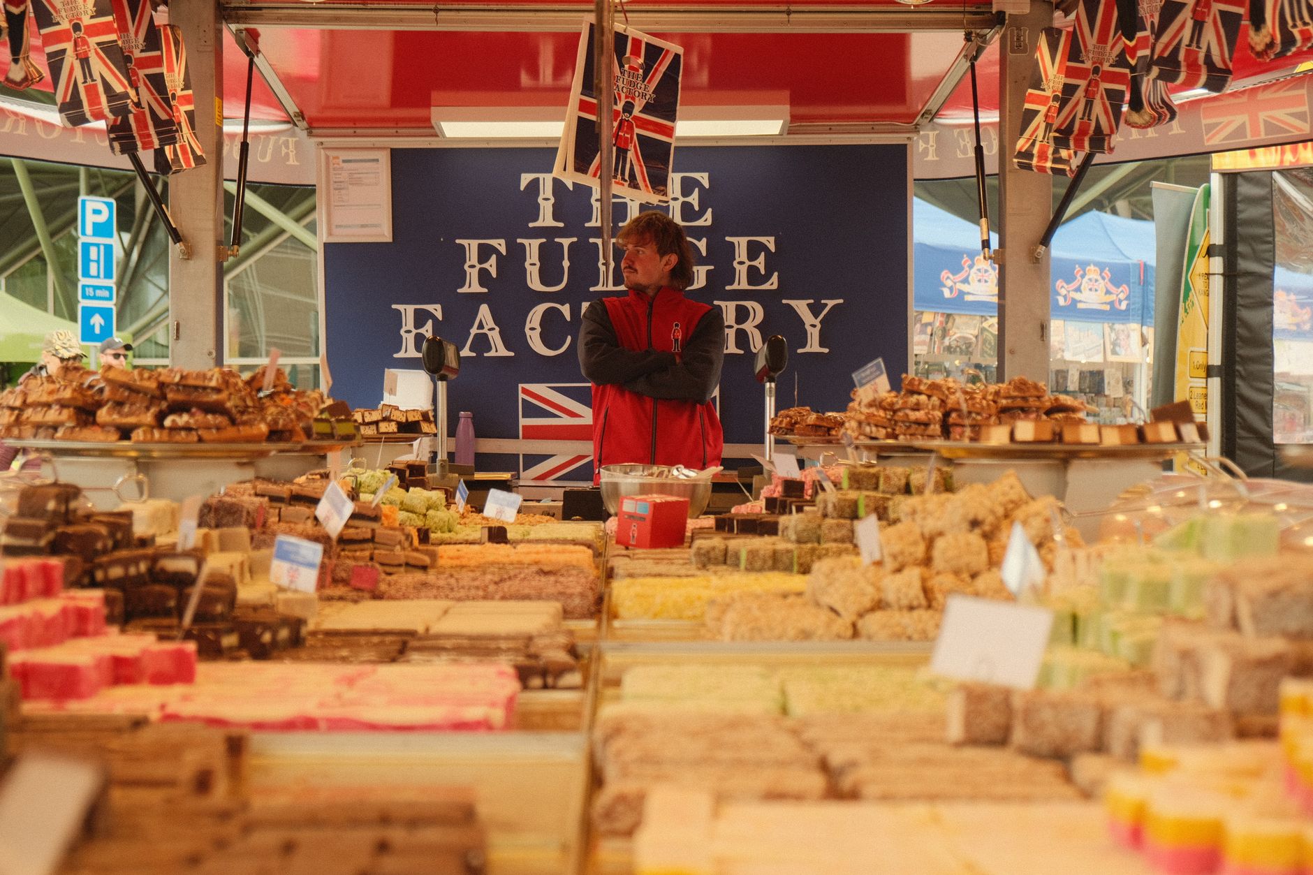 Assorted British candies in colorful wrappers