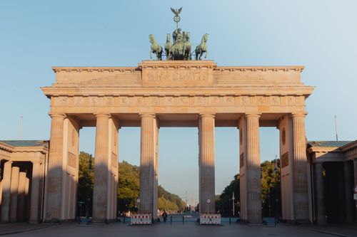 Free Majestic view of the Brandenburg Gate in Berlin, Germany during the day. Stock Photo