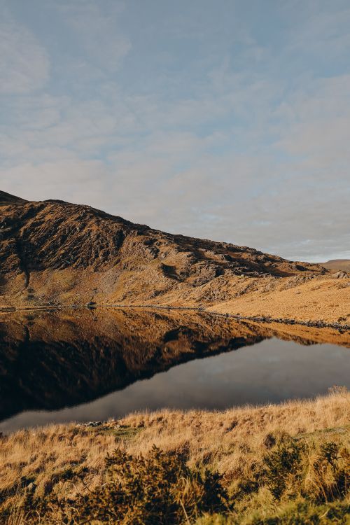 Free Beautiful reflection of mountains on a calm lake in Killarney, Ireland. Perfect autumn scenery. Stock Photo