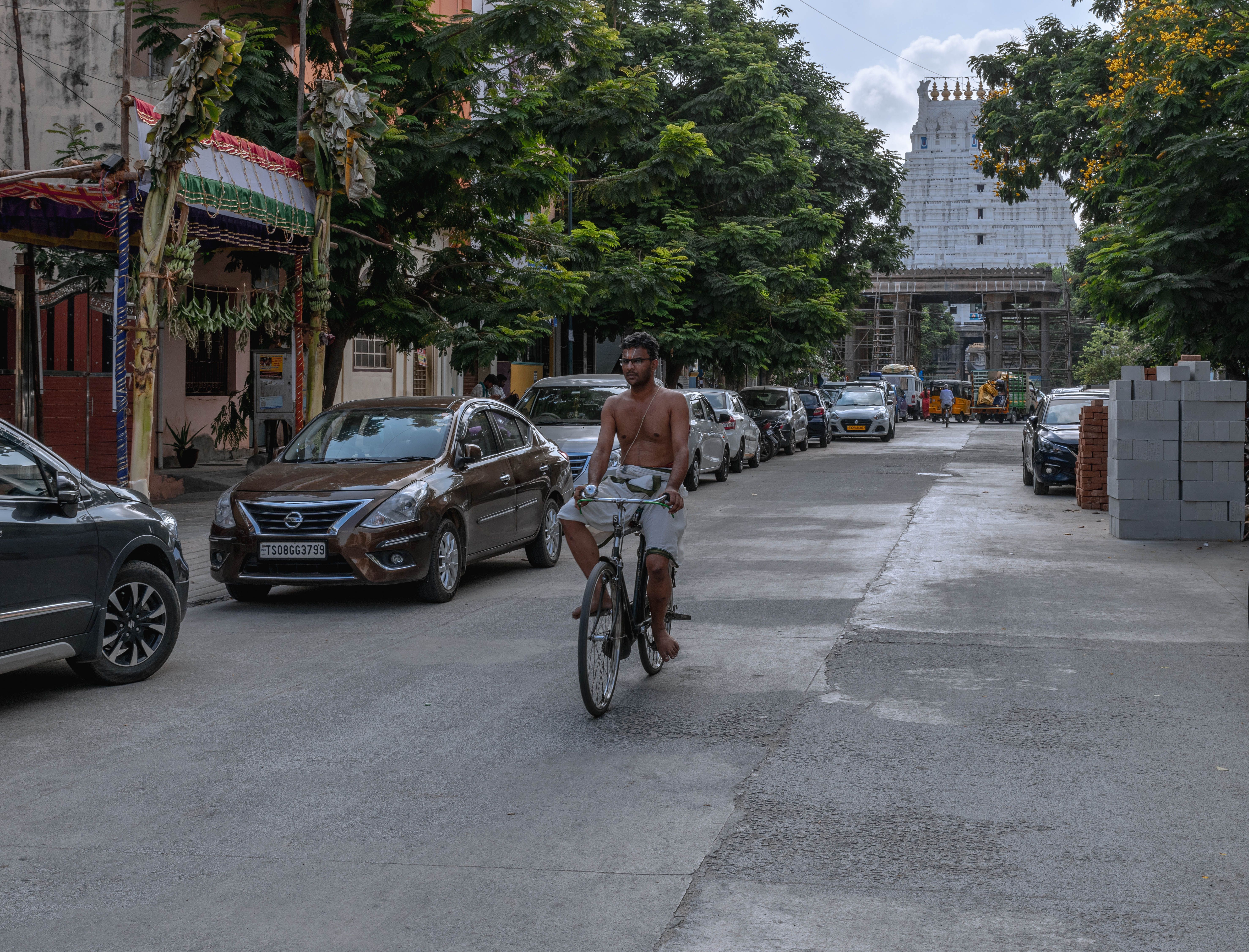 Smartphone user browsing dating app in urban setting